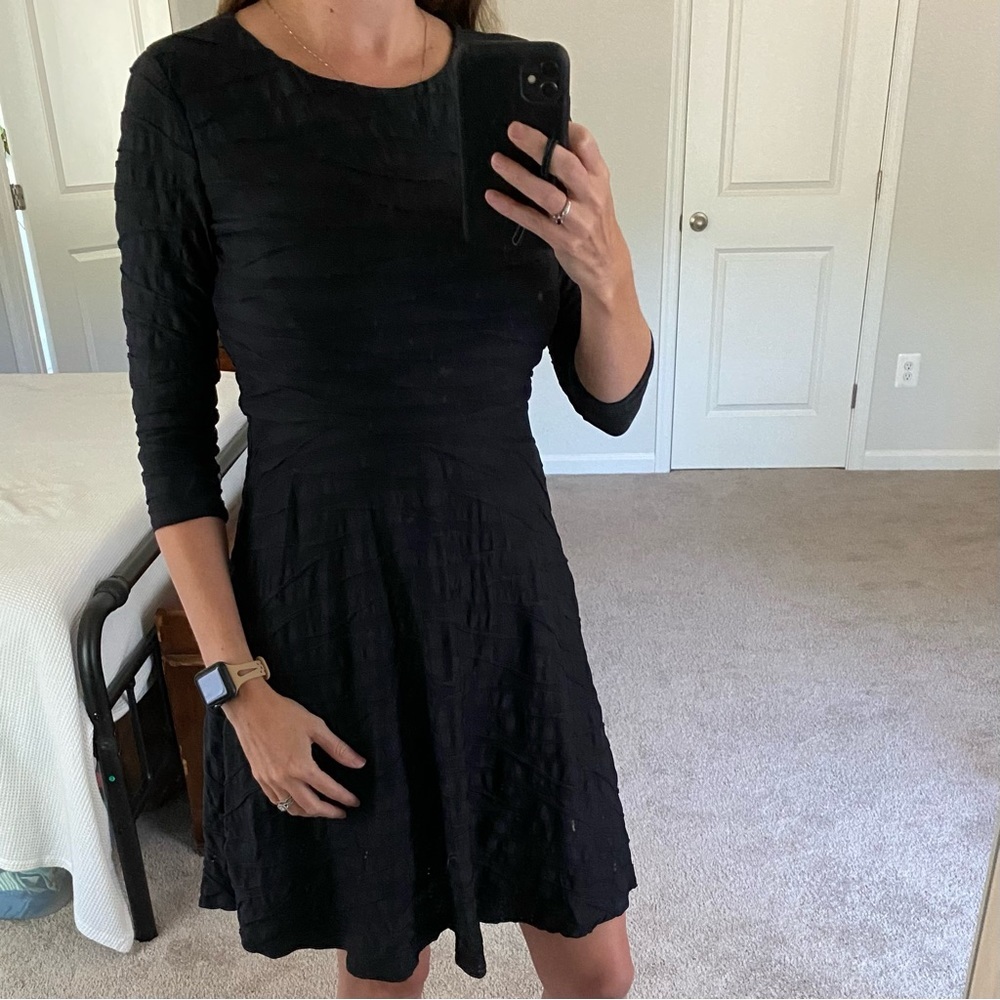 Donna Morgan 3/4 Sleeve Fit & Flare Little Black Dress